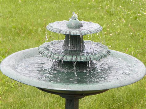 Rustic fountain and bird bath for a charismatic ambiance. 3-Tier Bird Bath Water Fountain | Here is my brand new ...