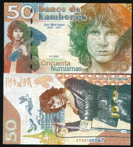 Kamberra 50 Numismas 2021 Unc Jim Morrison 50th Anniversary Of