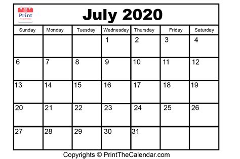 😃 Free July 2020 Printable Calendar For Word Excel And Pdf