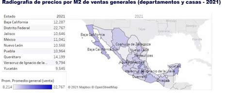 CDMX Querétaro y BC con el precio por m² más alto en México