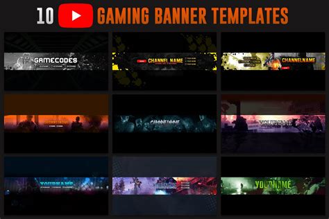10 Gaming Youtube Banner Template Social Media Templates Creative