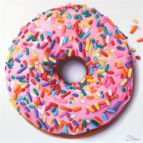 Pink Donut With Sprinkles Original Oil Painting Food Painting Pop