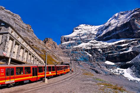 Jungfrau Railway Train At Eigergletscher Swiss Alps Canton Bern