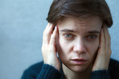 Portrait Of Sad Depressed Crying Woman Stock Photo Image Of Crisis Headache
