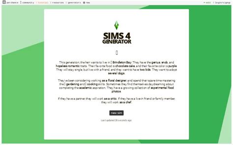 Sims 4 ― Perchance Generator