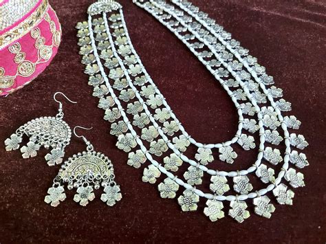 Oxidized Long Necklace Oxidized Indian Jewellery Boho Etsy
