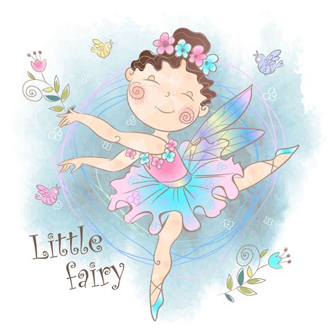 Little Cute Magic Fairy With Flowers Vector 624518 Vector Art At Vecteezy