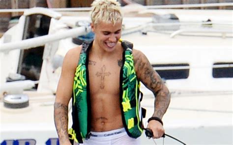 Justin Bieber Wet Calvin Klein Briefs Justin Bieber Miami Wakeboarding Photos