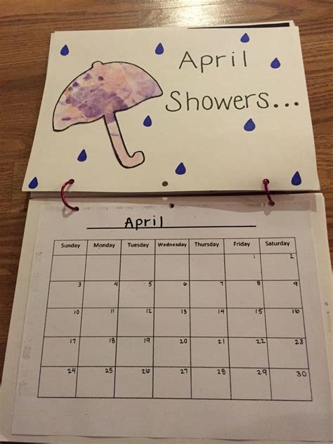 April Calendar Page Infant Classroom Classroom Crafts Toddler Class