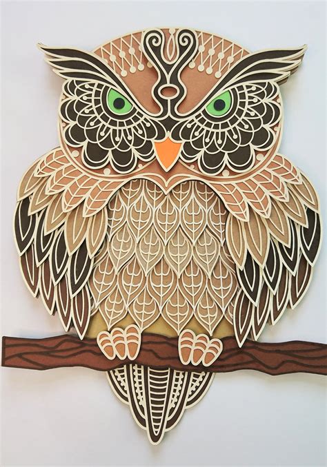 Layered Owl Svg Owl Paper Craft Digital Download Owl Etsy