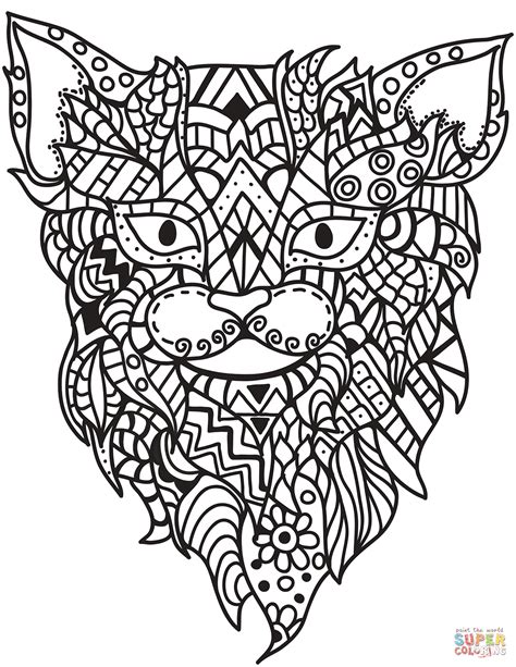 __ a t coloring page. Zentangle Cat Head coloring page | Free Printable Coloring ...