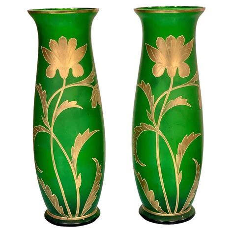 Pair Of Bohemian Flute Shaped Vases For Sale At 1stdibs