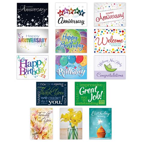 Assorted cards include a mix of boxed thank you cards, boxed congratulations cards, boxed birthday cards. PY All-Occasion Assortment | Assorted Greeting Cards | HRDirect.com