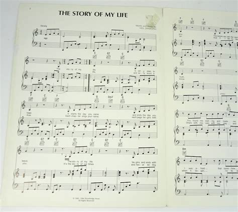 Neil Diamond The Story Of My Life Vintage Sheet Music 1985 Etsy