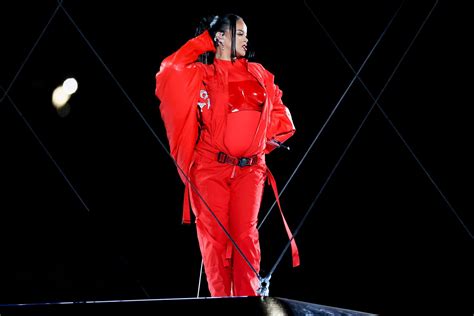 Pregnant Rihanna Wears Red Jumpsuit For 2023 Super Bowl Halftime Show