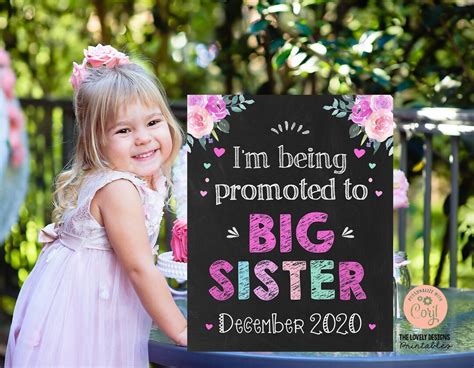 Editable Big Sister Pregnancy Announcement Promoted To Big Etsy