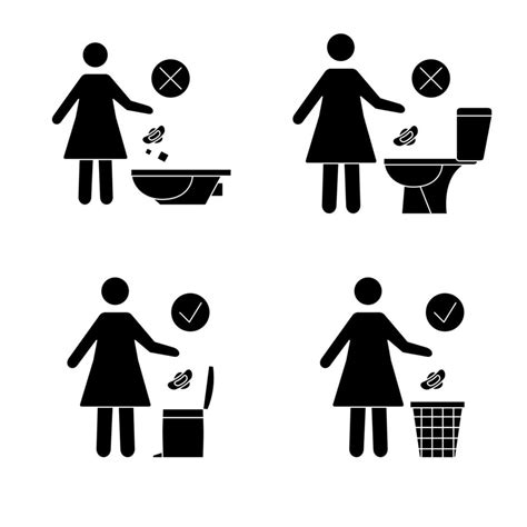 Do Not Litter In The Toilet Toilet No Trash Women Throw Sanitary