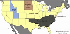 Largest Christian Denomination in the United States : r/MapPorn