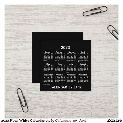 2023 Neon White Calendar By Janz Square Business Card Zazzle Square