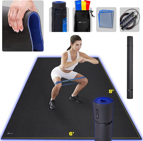 Fitpulse Premium Thick Large Exercise Mat 8 X 6 X 7mm Gym Flooring