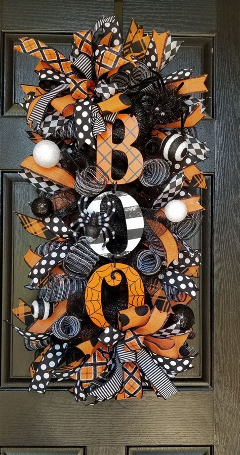 Halloween Wreath Halloween Swag Halloween Wreaths For Front Etsy