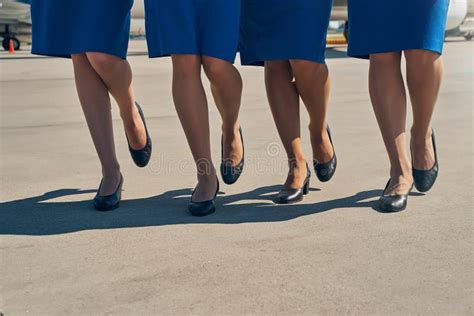 Female Flight Attendants Wearing Elegant Court Shoes Stock Image