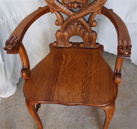 Bargain John's Antiques | Antique Victorian Pair of Oak Dolphin carved ...