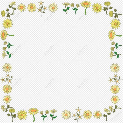 Daisy Border Flower Frame Dahlia Flower Frame Yellow Png Transparent