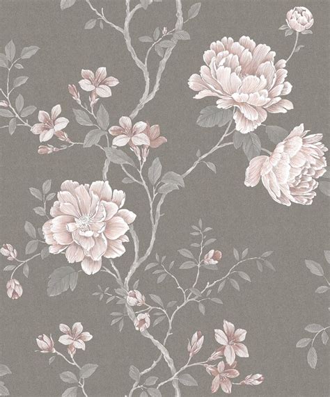Floral Trail By Galerie Grey Pink Wallpaper G45305