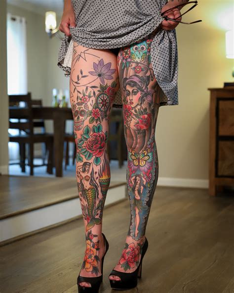 Tattooed Legs Carrie Capri Leg Shot Heavily Tattooed Carrie Capri
