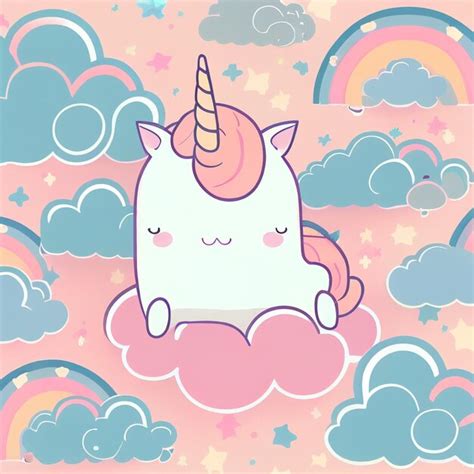 Premium Ai Image There Is A Unicorn Sitting On A Cloud With A Rainbow
