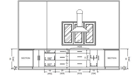 Kitchen Of Villa Front Section Cad Drawing Details Dwg File Cadbull
