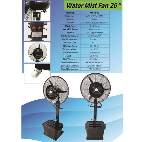 Eurox Water Mist Fan 26 Outdoor Air Cooling Industry Stand Fan