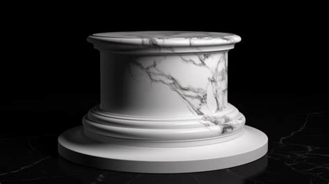 Marble Pedestal Stands On A Dark Surface Background 3d Rendering Of