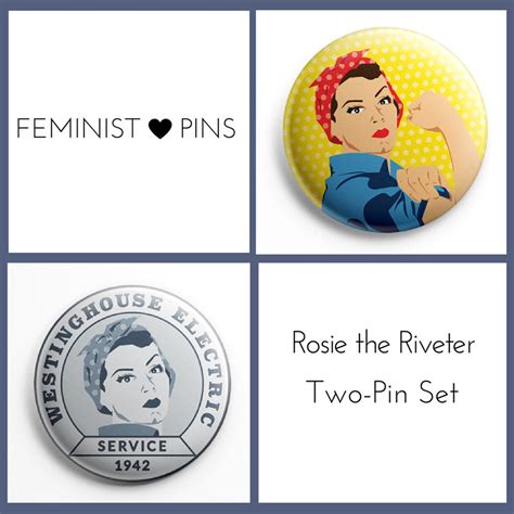 feminist pin set of 2 feminist pins rosie the riveter etsy