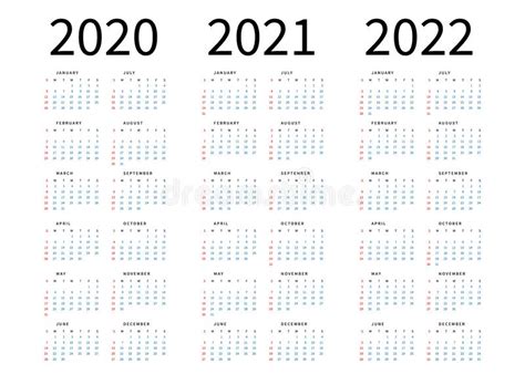 Mockup Simple Calendar Layout For 2019 To 2025 Years Week Starts From