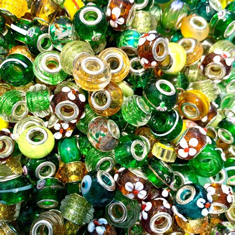 Glass Beads European Bulk Mix Big Hole Beads In Assorted Etsy Canada