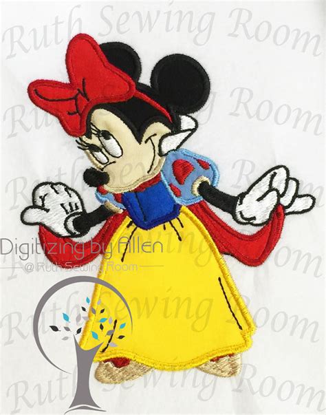Minnie Mouse Snow White Princess Applique Design Instant Download