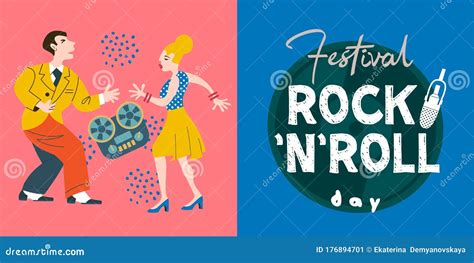 International Rock And Roll Day Vector Template For Festival Posters