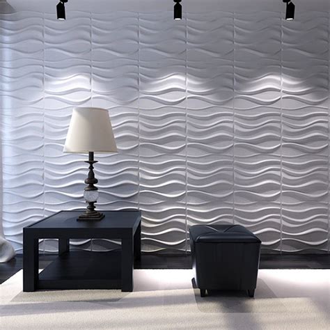 Art3d Decorative 3d Wavy Wall Panel White Wave Board Pack Of 12 Tiles