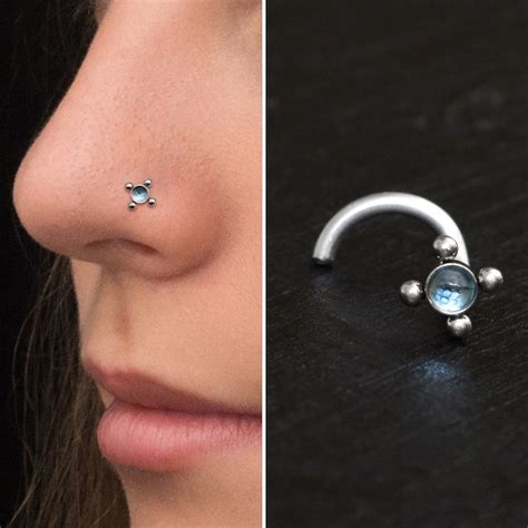 Titanium Nose Stud Screw Cz Nose Ring Implant Grade Nose Etsy
