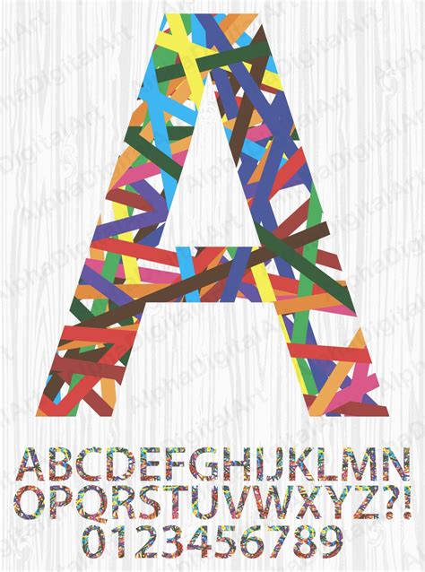 38 Rainbow Strip Alphabet Rainbow Font Colorful Letters Etsy