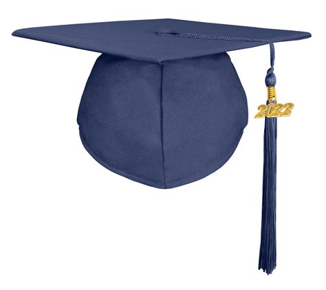 Matte Adult Graduation Cap With Graduation Tassel Charm Navy One Size