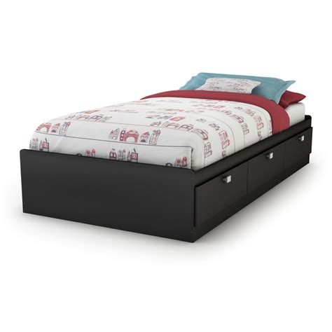 Shop South Shore Furniture Spark Pure Black Twin Platform Bed With Storage At