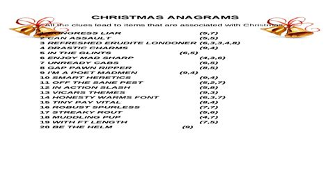 Christmas Anagrams Dec 2013