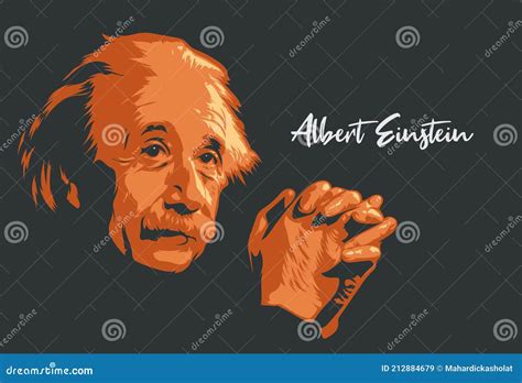 Albert Einstein Detail Silhouette Portrait Vector Illustration