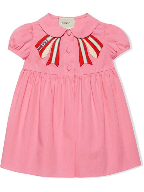 Gucci Kids Baby Poplin Dress With Bow Pink Gucci Baby Clothes Girl