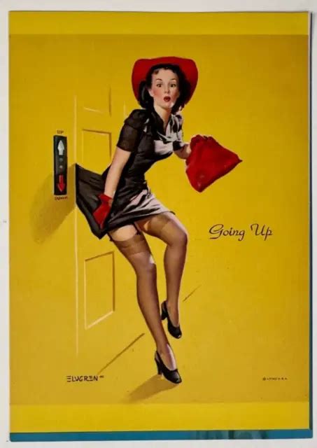 Going Up Vintage 1940s Gil Elvgren 5x7 Pin Up Print Skirt Caught In
