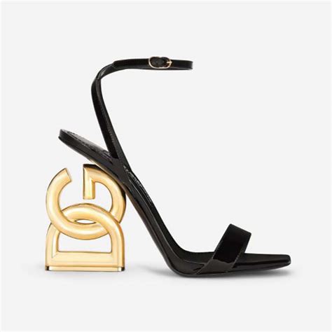Dolce Gabbana Dandg Women Patent Leather Sandals With 35 Heel Black