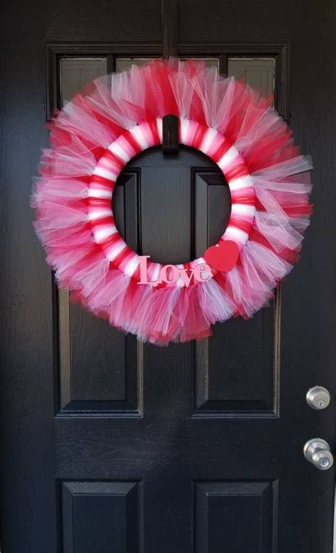 Valentines Day Tulle Wreath For Front Door Etsy Tulle Wreath Diy